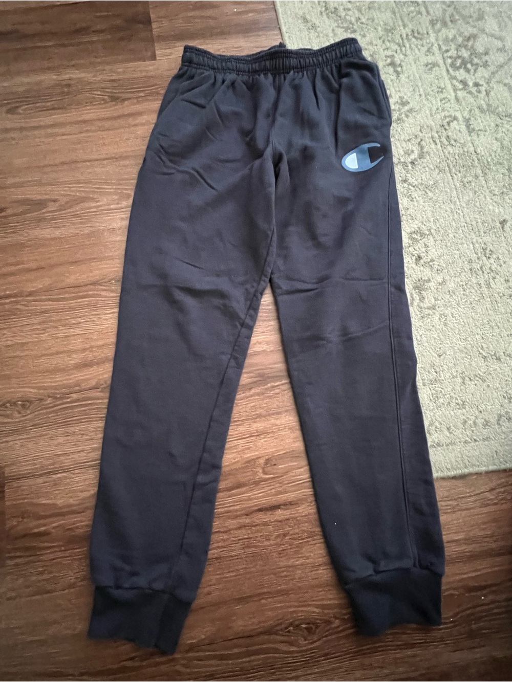 Champion Navy Sweatpants with Light Blue Logo